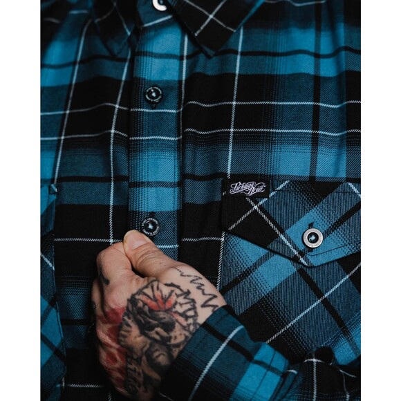 DIXXON Flannel Parkway Drive Deep Blue Collab Sleepwalker Karma Brand New - Picture 4 of 4